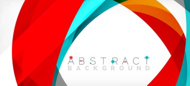 Geometrik soyut arkaplan. Üst üste binen renk şekilleriyle çember oluşturuldu. Duvar Kağıdı, Sancak, Arkaplan, İniş Sayfası için Vektör İllüstrasyonu
