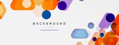 Beyaz üzerine renkli baloncuklar ve yuvarlak geometrik şekiller. Duvar kağıdı, pankart, arkaplan, iniş sayfası için vektör geometrik asgari özet arkaplan