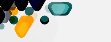 Beyaz üzerine renkli baloncuklar ve yuvarlak geometrik şekiller. Duvar kağıdı, pankart, arkaplan, iniş sayfası için vektör geometrik asgari özet arkaplan