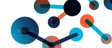 Çizgi noktaları geometrik soyut arkaplan bağlantıları. Çizgilerle birbirine bağlı çemberler. Duvar kağıdı, afiş, arkaplan veya iniş için moda tekno iş şablonu