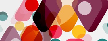 Beyaz üzerine renkli baloncuklar ve yuvarlak geometrik şekiller. Duvar kağıdı, pankart, arkaplan, iniş sayfası için vektör geometrik asgari özet arkaplan