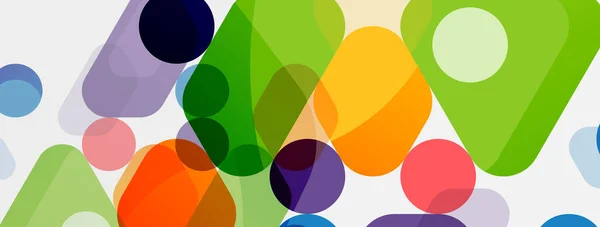 Beyaz Üzerine Renkli Baloncuklar Yuvarlak Geometrik Şekiller Duvar Kağıdı Pankart — Stok Vektör