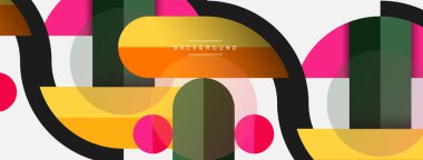 Yuvarlak geometrik şekiller çizgiler ve daireler. Duvar kağıdı afişi ya da iniş sayfası için vektör şablonu