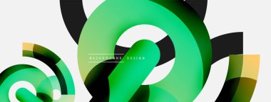 Yuvarlak şekiller daireler ve diğer geometrik şekiller. Duvar kağıdı afişi arkaplan kartı veya iniş sayfası için vektör illüstrasyonu