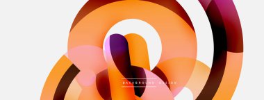 Yuvarlak şekiller daireler ve diğer geometrik şekiller. Duvar kağıdı afişi arkaplan kartı veya iniş sayfası için vektör illüstrasyonu