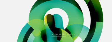 Yuvarlak şekiller daireler ve diğer geometrik şekiller. Duvar kağıdı afişi arkaplan kartı veya iniş sayfası için vektör illüstrasyonu