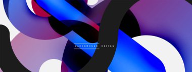 Yuvarlak şekiller daireler ve diğer geometrik şekiller. Duvar kağıdı afişi arkaplan kartı veya iniş sayfası için vektör illüstrasyonu