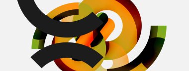 Yuvarlak şekiller daireler ve diğer geometrik şekiller. Duvar kağıdı afişi arkaplan kartı veya iniş sayfası için vektör illüstrasyonu