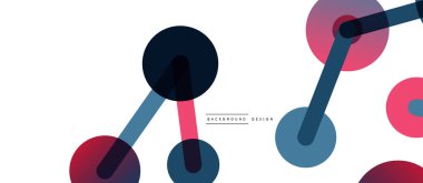 Soyut arkaplan. Yuvarlak noktalar çizgilerle birleşti. Duvar kağıdı, afiş, arkaplan veya iniş için moda tekno iş şablonu