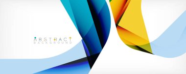 Asgari soyut arkaplan - beyaz üzerine gölge çizgileri ile örtüşen renk şekilleri. Duvar Kağıdı, Sancak, Arkaplan, İniş Sayfası için Vektör İllüstrasyonu