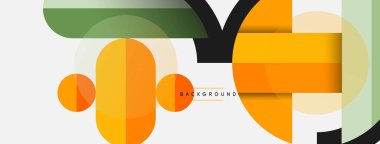 Geometrik şekiller bileşim soyut arkaplan. Çember çizgileri ve dikdörtgenler. Duvar kağıdı afişi veya iniş sayfası için vektör illüstrasyonu