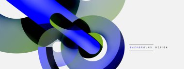 Yuvarlak şekiller daireler ve diğer geometrik şekiller. Duvar kağıdı afişi arkaplan kartı veya iniş sayfası için vektör illüstrasyonu