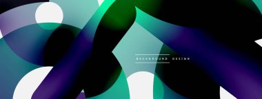 Yuvarlak şekiller daireler ve diğer geometrik şekiller. Duvar kağıdı afişi arkaplan kartı veya iniş sayfası için vektör illüstrasyonu