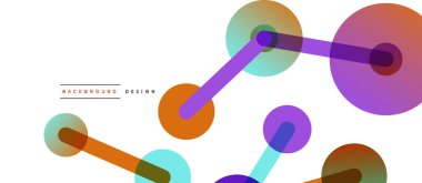 Çizgi noktaları geometrik soyut arkaplan bağlantıları. Çizgilerle birbirine bağlı çemberler. Duvar kağıdı, afiş, arkaplan veya iniş için moda tekno iş şablonu