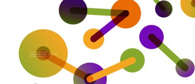 Çizgi noktaları geometrik soyut arkaplan bağlantıları. Çizgilerle birbirine bağlı çemberler. Duvar kağıdı, afiş, arkaplan veya iniş için moda tekno iş şablonu