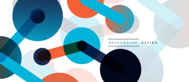 Soyut arkaplan. Yuvarlak noktalar çizgilerle birleşti. Duvar kağıdı, afiş, arkaplan veya iniş için moda tekno iş şablonu