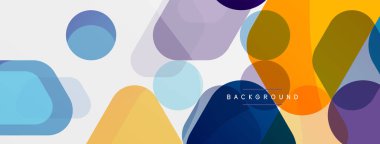 Beyaz üzerine renkli baloncuklar ve yuvarlak geometrik şekiller. Duvar kağıdı, pankart, arkaplan, iniş sayfası için vektör geometrik asgari özet arkaplan