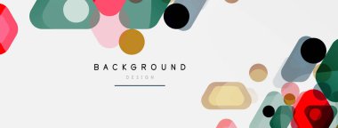 Beyaz üzerine renkli baloncuklar ve yuvarlak geometrik şekiller. Duvar kağıdı, pankart, arkaplan, iniş sayfası için vektör geometrik asgari özet arkaplan