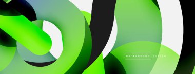 Yuvarlak şekiller daireler ve diğer geometrik şekiller. Duvar kağıdı afişi arkaplan kartı veya iniş sayfası için vektör illüstrasyonu