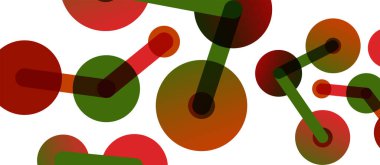 Soyut arkaplan. Yuvarlak noktalar çizgilerle birleşti. Duvar kağıdı, afiş, arkaplan veya iniş için moda tekno iş şablonu