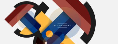 Geometrik şekiller bileşim soyut arkaplan. Çember çizgileri ve dikdörtgenler. Duvar kağıdı afişi veya iniş sayfası için vektör illüstrasyonu