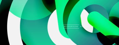 Yuvarlak şekiller daireler ve diğer geometrik şekiller. Duvar kağıdı afişi arkaplan kartı veya iniş sayfası için vektör illüstrasyonu