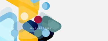 Soyut yuvarlak geometrik şekiller ve daireler. Duvar kağıdı, afiş, arkaplan veya iniş için moda tekno iş şablonu