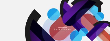 Geometrik şekiller bileşim soyut arkaplan. Çember çizgileri ve dikdörtgenler. Duvar kağıdı afişi veya iniş sayfası için vektör illüstrasyonu