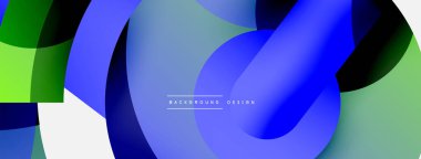 Yuvarlak şekiller daireler ve diğer geometrik şekiller. Duvar kağıdı afişi arkaplan kartı veya iniş sayfası için vektör illüstrasyonu