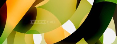 Yuvarlak şekiller daireler ve diğer geometrik şekiller. Duvar kağıdı afişi arkaplan kartı veya iniş sayfası için vektör illüstrasyonu