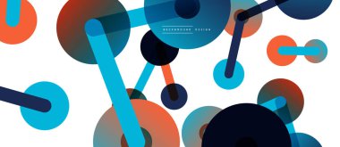 Soyut arkaplan. Yuvarlak noktalar çizgilerle birleşti. Duvar kağıdı, afiş, arkaplan veya iniş için moda tekno iş şablonu