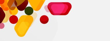 Beyaz üzerine renkli baloncuklar ve yuvarlak geometrik şekiller. Duvar kağıdı, pankart, arkaplan, iniş sayfası için vektör geometrik asgari özet arkaplan