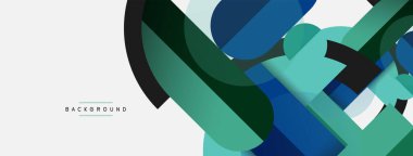 Yuvarlak geometrik şekiller çizgiler ve daireler. Duvar kağıdı afişi ya da iniş sayfası için vektör şablonu