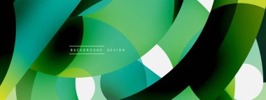 Yuvarlak şekiller daireler ve diğer geometrik şekiller. Duvar kağıdı afişi arkaplan kartı veya iniş sayfası için vektör illüstrasyonu