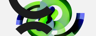 Yuvarlak şekiller daireler ve diğer geometrik şekiller. Duvar kağıdı afişi arkaplan kartı veya iniş sayfası için vektör illüstrasyonu