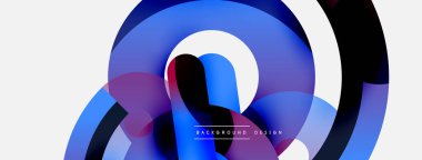 Yuvarlak şekiller daireler ve diğer geometrik şekiller. Duvar kağıdı afişi arkaplan kartı veya iniş sayfası için vektör illüstrasyonu