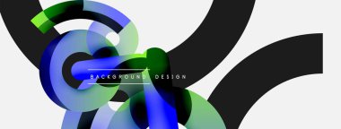 Yuvarlak şekiller daireler ve diğer geometrik şekiller. Duvar kağıdı afişi arkaplan kartı veya iniş sayfası için vektör illüstrasyonu