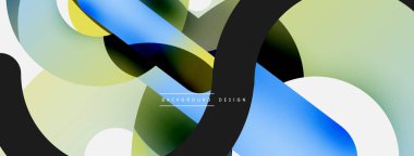 Yuvarlak şekiller daireler ve diğer geometrik şekiller. Duvar kağıdı afişi arkaplan kartı veya iniş sayfası için vektör illüstrasyonu