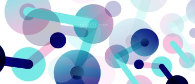 Çizgi noktaları geometrik soyut arkaplan bağlantıları. Çizgilerle birbirine bağlı çemberler. Duvar kağıdı, afiş, arkaplan veya iniş için moda tekno iş şablonu