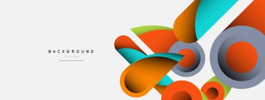 Soyut arkaplan. Minimum geometrik daireler ve koyu gölgeli yuvarlak şekiller. Duvar kağıdı afişi veya arkaplan için moda teknoloji iş şablonu