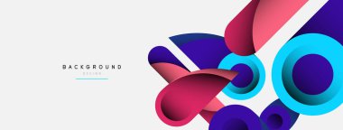 Soyut arkaplan. Minimum geometrik daireler ve koyu gölgeli yuvarlak şekiller. Duvar kağıdı afişi veya arkaplan için moda teknoloji iş şablonu