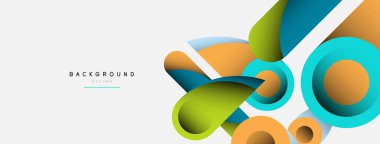 Soyut arkaplan. Minimum geometrik daireler ve koyu gölgeli yuvarlak şekiller. Duvar kağıdı afişi veya arkaplan için moda teknoloji iş şablonu