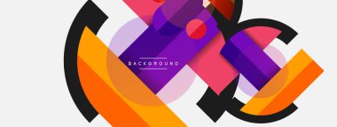 Geometrik şekiller bileşim soyut arkaplan. Çember çizgileri ve dikdörtgenler. Duvar kağıdı afişi veya iniş sayfası için vektör illüstrasyonu