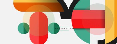 Yuvarlak geometrik şekiller çizgiler ve daireler. Duvar kağıdı afişi ya da iniş sayfası için vektör şablonu