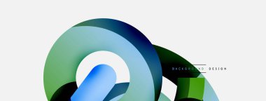 Yuvarlak şekiller daireler ve diğer geometrik şekiller. Duvar kağıdı afişi arkaplan kartı veya iniş sayfası için vektör illüstrasyonu