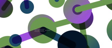 Soyut arkaplan. Yuvarlak noktalar çizgilerle birleşti. Duvar kağıdı, afiş, arkaplan veya iniş için moda tekno iş şablonu