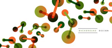 Soyut arkaplan. Yuvarlak noktalar çizgilerle birleşti. Duvar kağıdı, afiş, arkaplan veya iniş için moda tekno iş şablonu