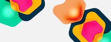 Beyaz arka planda renkli ok şekilleri. Minimum geometrik soyut arkaplan. Duvar kağıdı afişi veya iniş sayfası için vektör illüstrasyonu