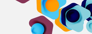 Beyaz arka planda renkli ok şekilleri. Minimum geometrik soyut arkaplan. Duvar kağıdı afişi veya iniş sayfası için vektör illüstrasyonu