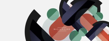 Yuvarlak geometrik şekiller çizgiler ve daireler. Duvar kağıdı afişi ya da iniş sayfası için vektör şablonu